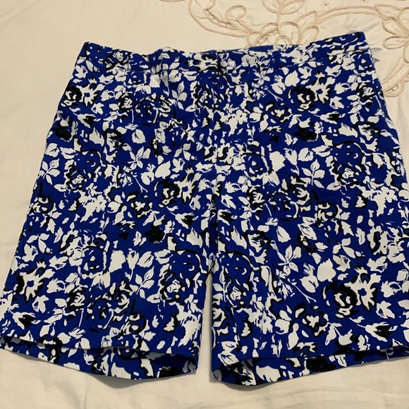 Mario Serrani Italy Comfort Stretch Shorts Blue Wh Black Size 12 Mint Condition - Picture 1 of 6